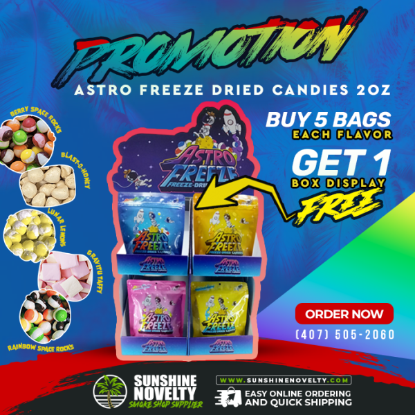 ASTRO FREEZE DRIED CANDIES 2oz - BUY 5 BAGS EACH FLAVOR GET 1 DISPLAY FREE