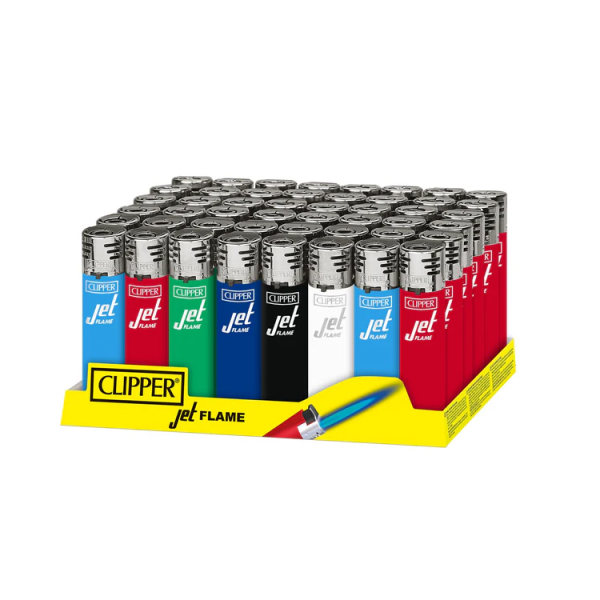 CLIPPER JET FLAME LIGHTER 48CT - SOLID ASSOTED COLORS