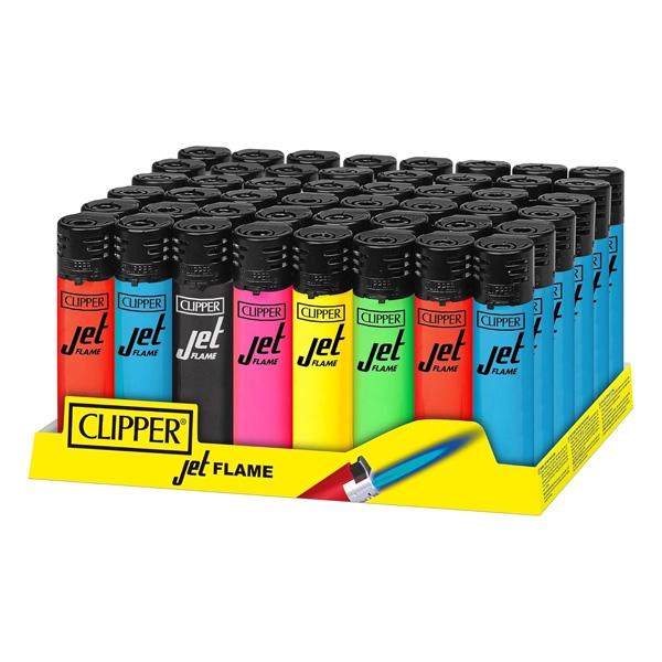 CLIPPER LIGHTERS CKJ11R JET FLAME 48CT - FLUO ON BLACK ASSORTED