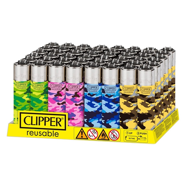 CLIPPER LIGHTER LARGE CLASSIC 48CT - PRINTED CAMO ASSORTED