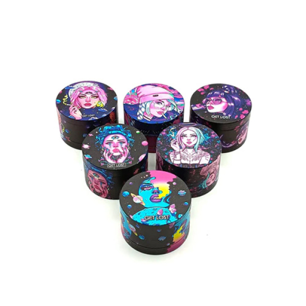 GET LOST FULL PRINT GRINDERS LARGE 63MM 6CT - ASSORTED