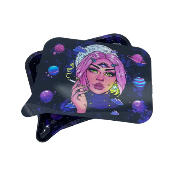 MEDIUM FUNNEL TRAY w/ 3D LID - 001 GALACTIC PINK HAIR GIRL