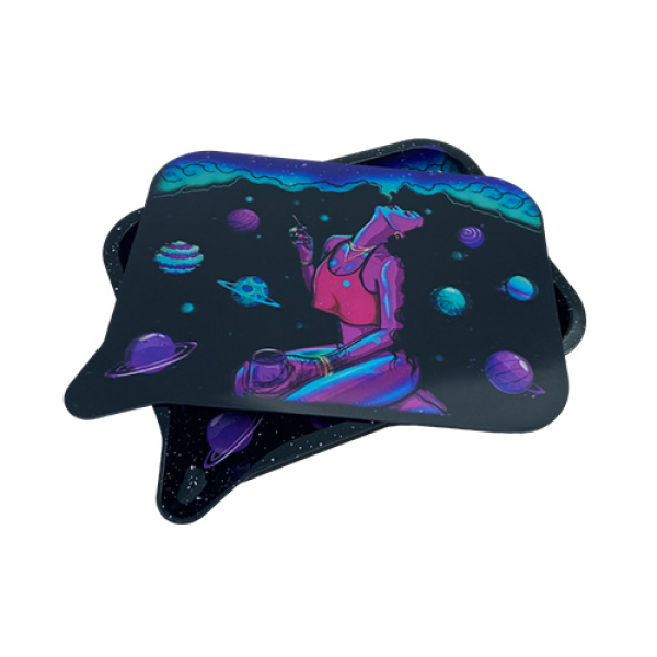 MEDIUM FUNNEL TRAY w/ 3D LID - 012 GALAXY BLACK HAIR GIRL SMOKING