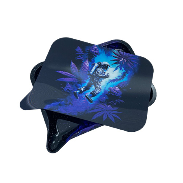 MEDIUM FUNNEL TRAY w/ 3D LID - 013 ASTRONAUT ASCEDING TO FLOWERS