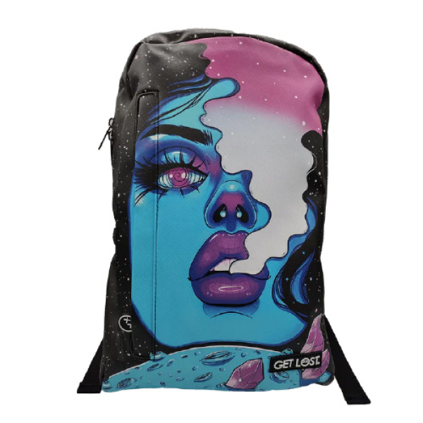 GET LOST PREMIUM SAFFIANO LEATHER BACKPACK - 002 GALAXY BLUE GIRL SMOKING