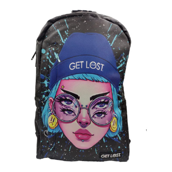 GET LOST PREMIUM SAFFIANO LEATHER BACKPACK - 005 BLUE HAT TRIPPY GIRL