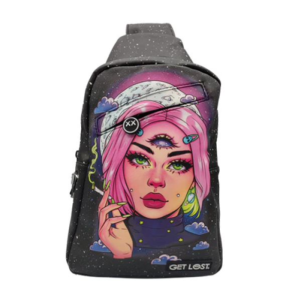 GET LOST PREMIUM SAFFIANO LEATHER SHOULDER BAG - 001 GALACTIC PINK HAIR GIRL