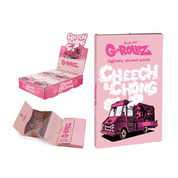 GROLLZ C&C ROLLING PAPER PINK 50PC TIPS/TRAYS 16CT 1 1/4 SIZE