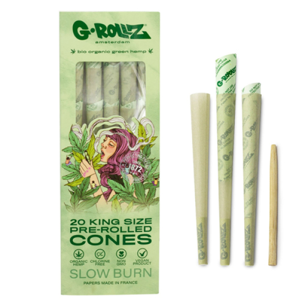 GROLLZ CONES [GR1434KA] ORGANIC GREEN HEMP 20PC - KS