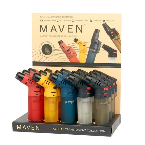 MAVEN ALPHA TRANSPARENT LIGHTER 98-1176T 15CT - ASSORTED