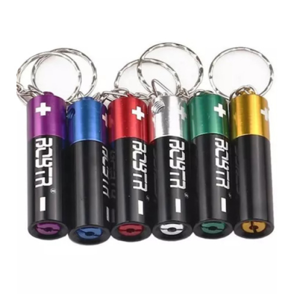 BOBTR METAL PIPE KEY CHAIN BATTERY 48CT - ASSORTED COLORS SCP22003