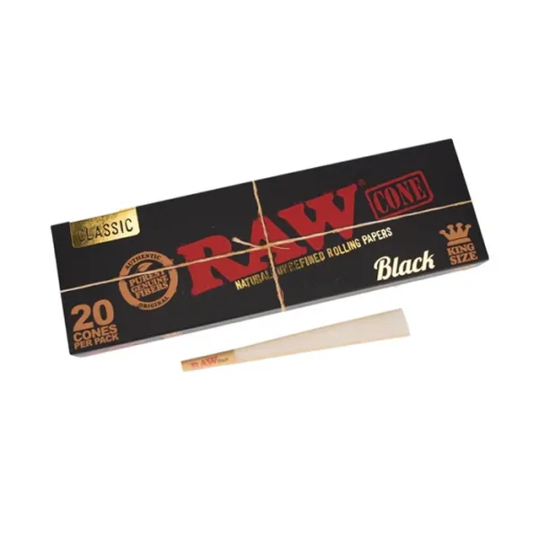 RAW BLACK CLASSIC PRE ROLL CONE KS 20PK SINGLE