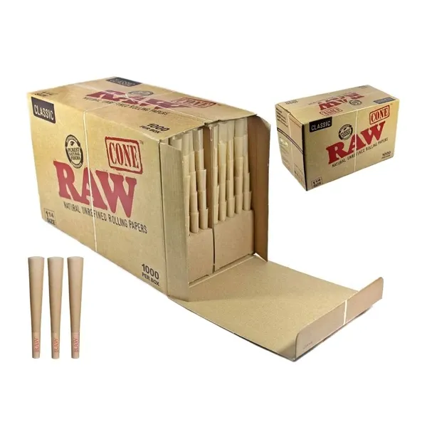 RAW CLASSIC CONES 1000CT - 1 1/4