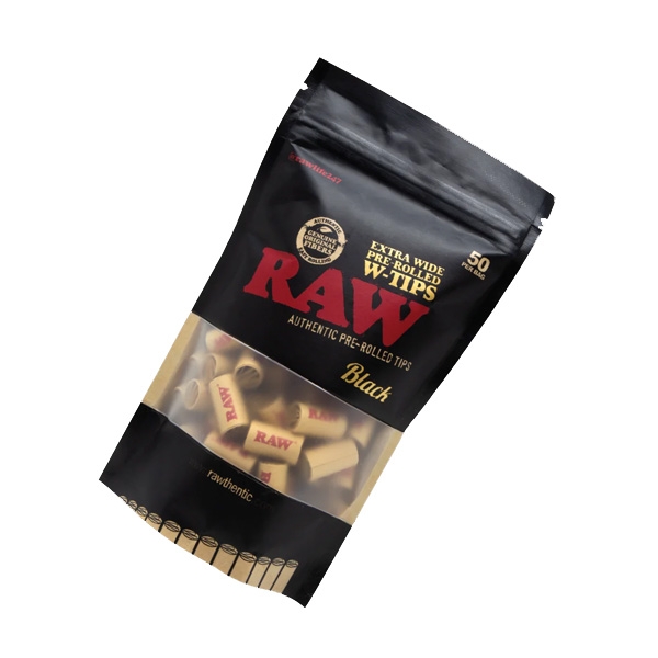 RAW PRE-ROLLED EXTRA WIDE W-TIPS 50/BAG