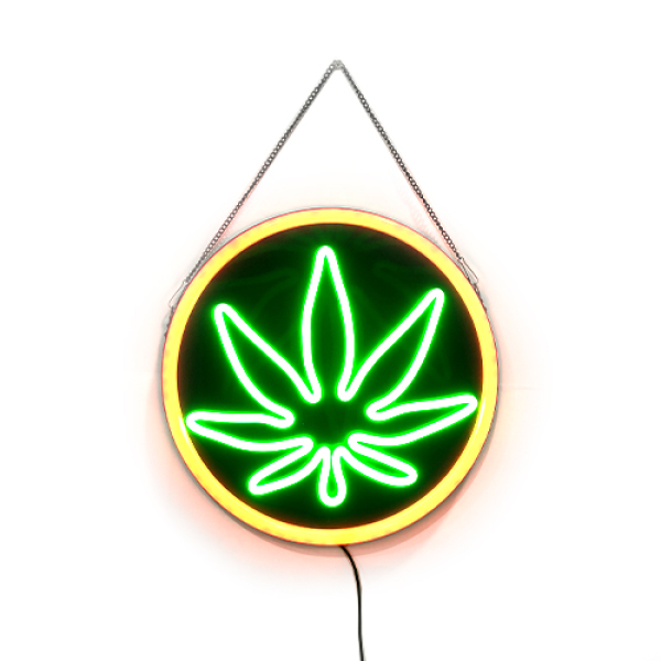 SHOP SIGN NEON W/ REMOTE CONTROL 16"x16" - WEED