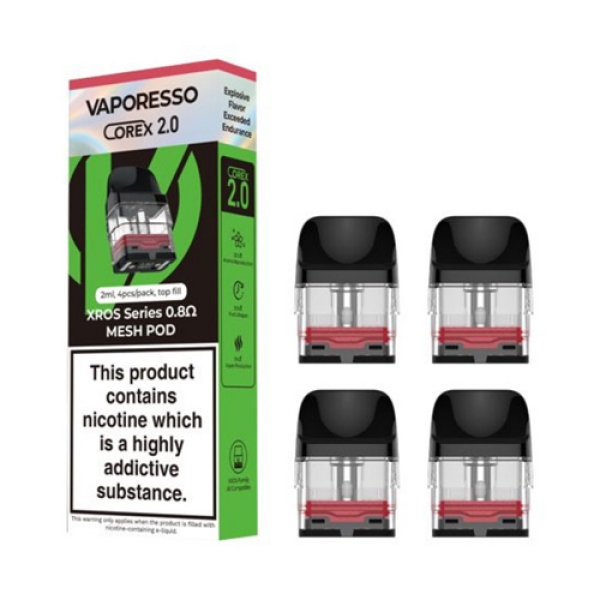 VAPORESSO XROS COREX 2.0 MESH TOP FILL POD 2ML 4/PK 0.8ohm