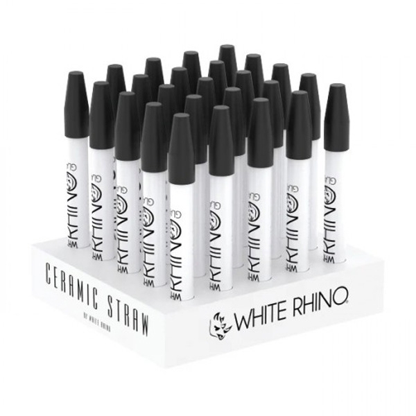 WHITE RHINO DAB STRAWS W/SILICONE CAPS 25CT