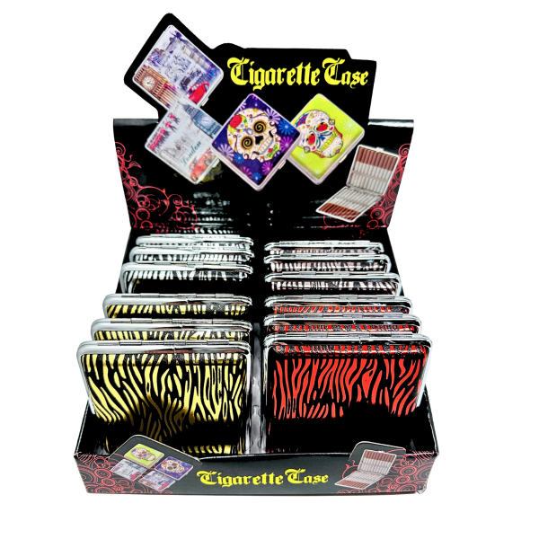 CIGARETTE CASE ZEBRA CHROME 70426 12CT