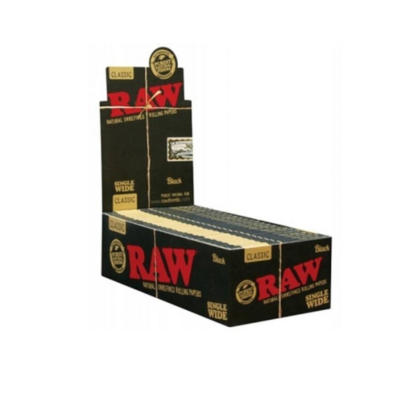 RAW BLACK PAPERS SINGLE WIDE 50CT