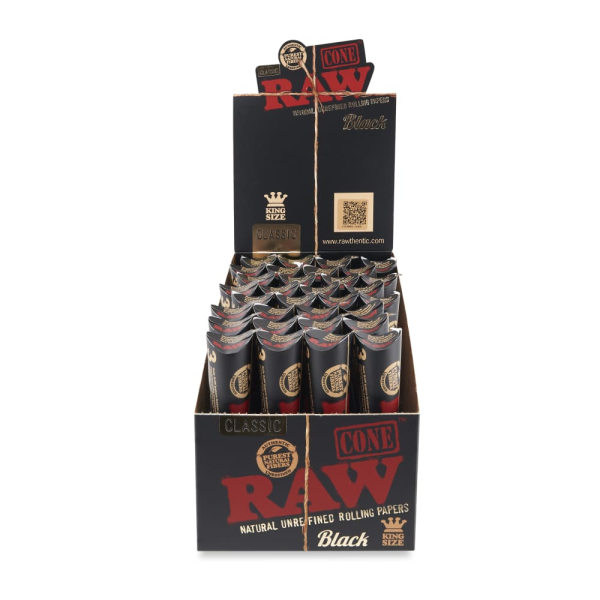 RAW BLACK CLASSIC KING CONES 3PK 32 DISPLAY