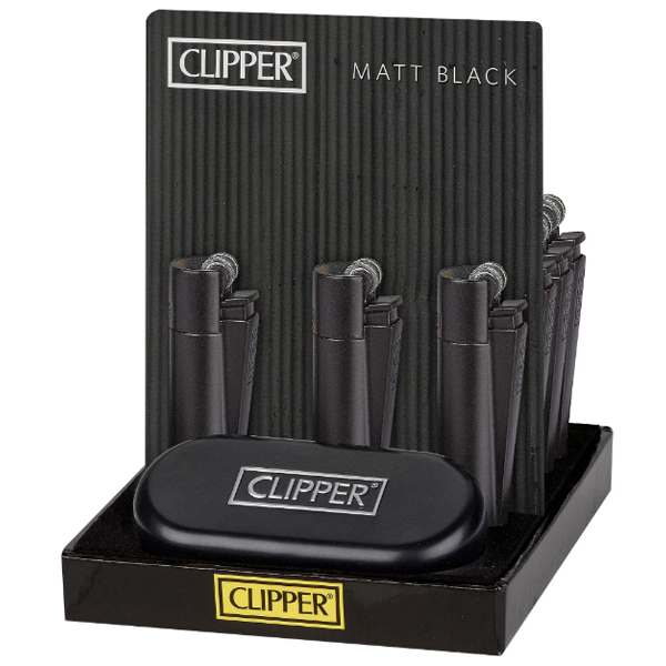 CLIPPER LIGHTER FULL METAL 12PC - BLACK ON BLACK MATTE