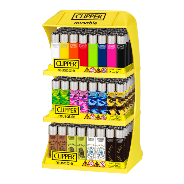 CLIPPER LIGHTER 3 TIER DISPLAY 144PC