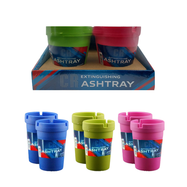 CR EXTINGUISHING ASHTRAY ROUND SMALL ASSORTED 6CT - X3X2