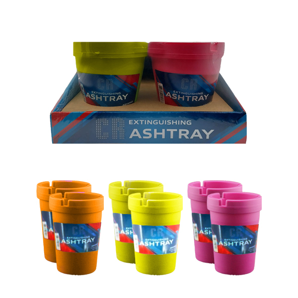 CR EXTINGUISHING ASHTRAY ROUND SMALL NEON ASSORTED 6CT - X3X3