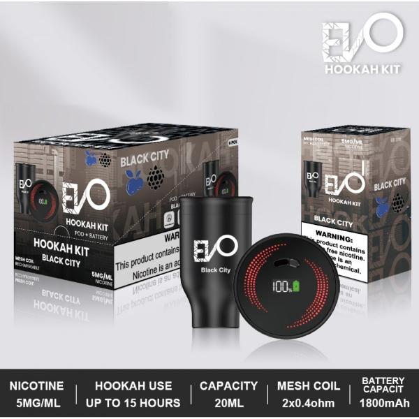 EVO HOOKAH HEAD KIT POD W/ BATTERY 6PC