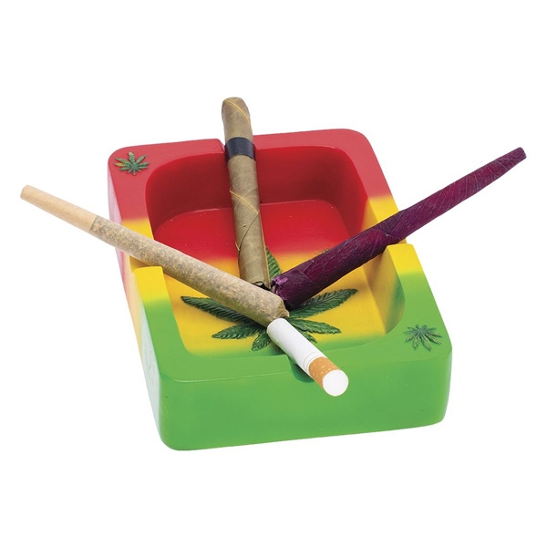 FUJIMA ASHTRAY 5.5" RASTA LEAF PLAYING CARD