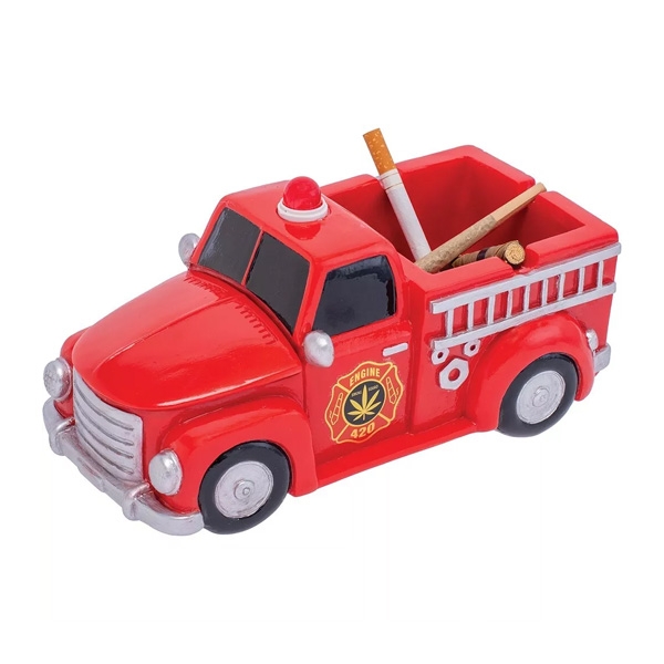 FUJIMA ASHTRAY & STASH 9" RED 420 LIGHTUP FIRETRUCK