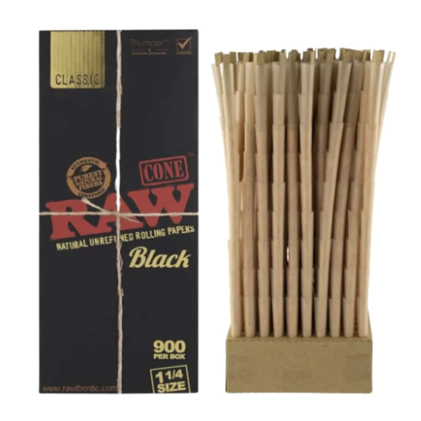 RAW BLACK CLASSIC 1 1/4 CONES 900CT