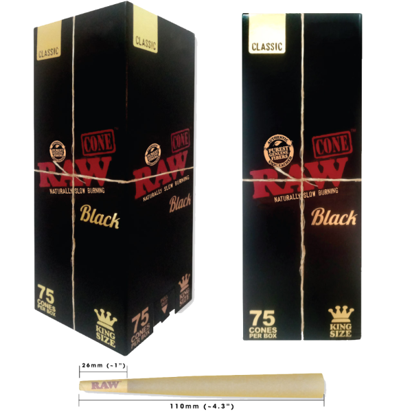 RAW BLACK CLASSIC CONES 75CT