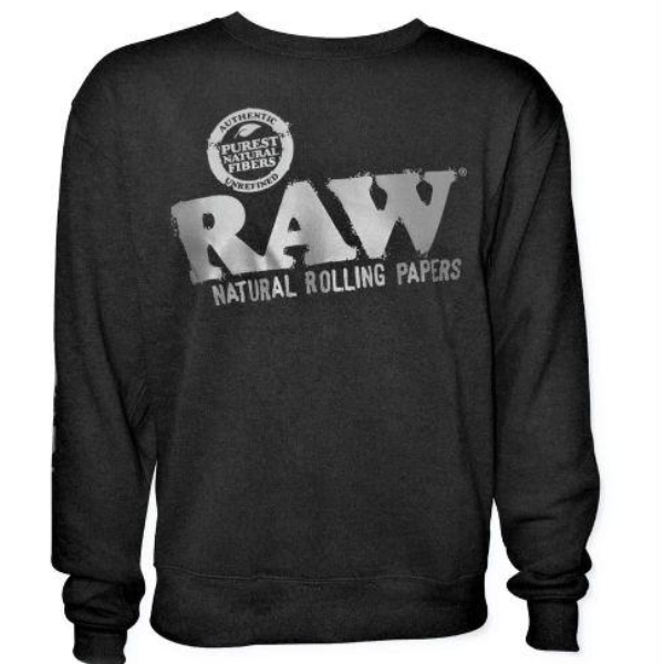 RAW BLACK CREWNECK SWEATSHIRT W/ ZIPPER POCKET 22058