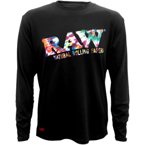 RAW LONG SLEEVE BLACK SHIRT W/ TIE DYE LOGO 22127