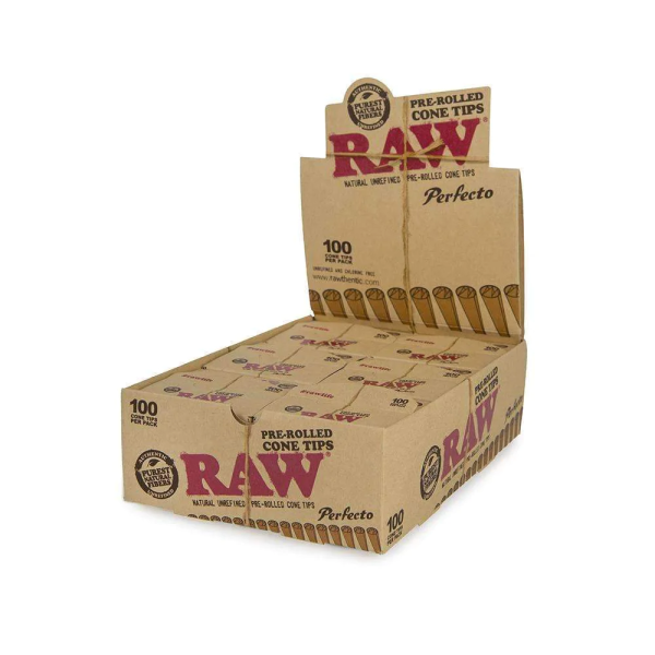 RAW PRE-ROLLED PERFECTO CONICAL TIPS 100CT 6 DISPLAY