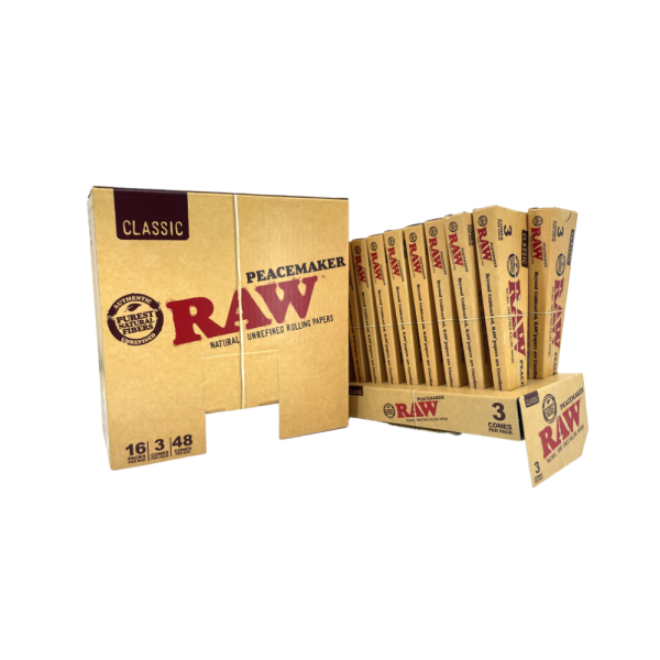 RAW UNDEFINED PRE-ROLL PEACEMAKER CONE 3PK 16/DISPLAY