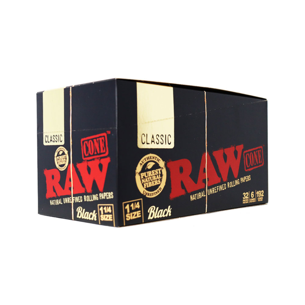 RAW BLACK CLASSIC 1 1/4 CONES 6PK 32 DISPLAY