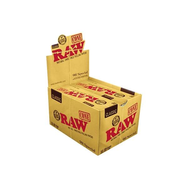 RAW CLASSIC 98MM/20MM CONES 20PK 12PK DISPLAY