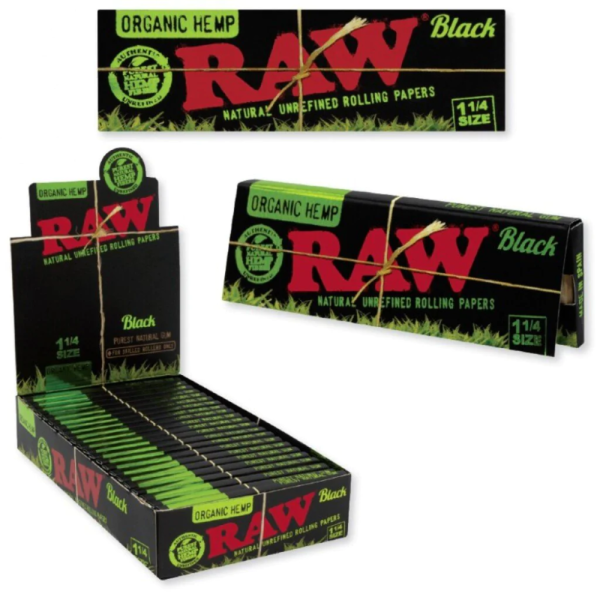 RAW BLACK ORGANIC HEMP PAPER 1 1/4 24CT