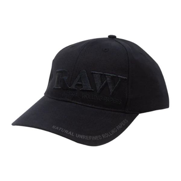 RAW POKER HAT BLACK ON BLACK CURVED BILL ADJUSTABLE STRUCTURED HAT