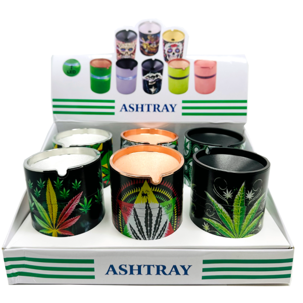 TWISTED LED BUTT BUCKET ASHTRAY MENTAL 6PC 30514 - LEAF