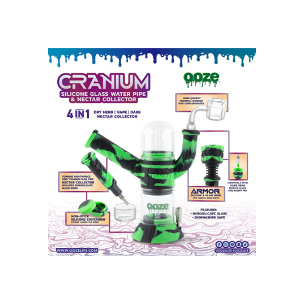 OOZE CRANIUM SILICONE WATER PIPE & NECTAR COLLECTOR