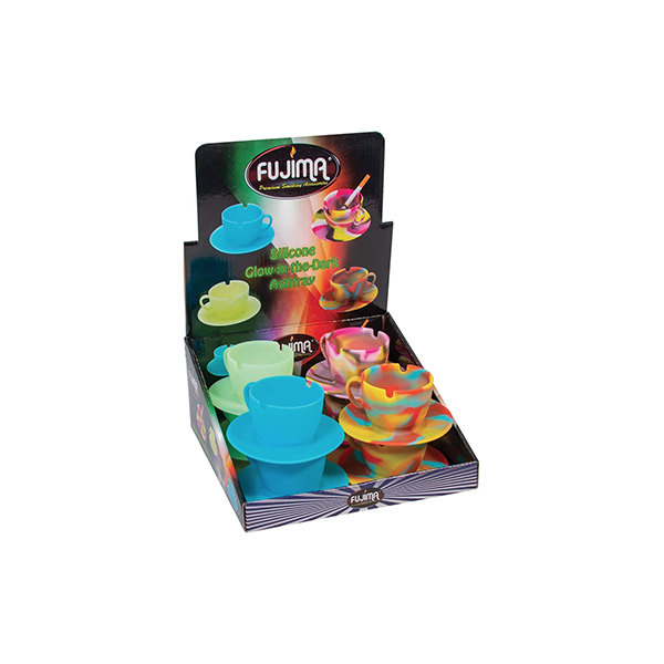 FUJIMA SILICONE GLOW IN THE DARK TEACUP ASHTRAY 8PC SA104