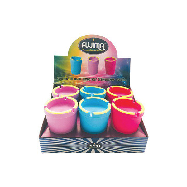 FUJIMA GLOW IN THE DARK JUMBO SELF EXTINGUISHING ASHTRAY 6PC EX18