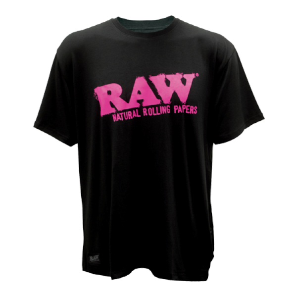 RAW CORE COTTON BLACK SHIRT WITH PINK LOGO